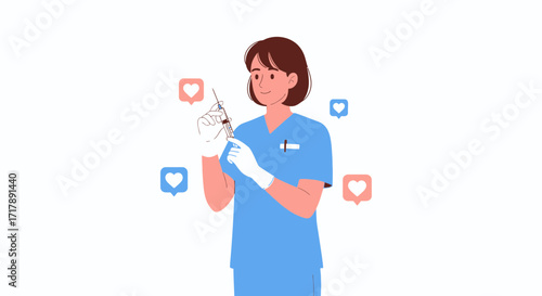 Medical Professional Preparing Injection Representing Health, Care, and Support