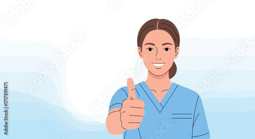 Medical Professional Shows Approval With A Thumbs Up Gesture Expressing Agreement Or Success
