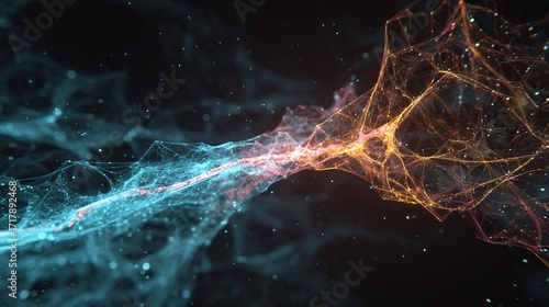 Abstract glowing neural network with a disrupted pathway, representing cognitive imperfections.