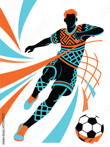 Soccer Player Sport Illustrator Artwork Design Template Poster