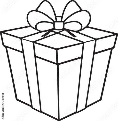 gift box outline vector illustration line art