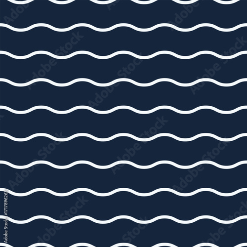 Ice white wavy lines over a deep navy background form a seamless pattern. Great for elegant, minimal, or night-themed designs across digital and print formats.