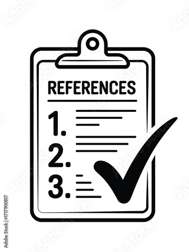 Clipboard with references list and checkmark icon