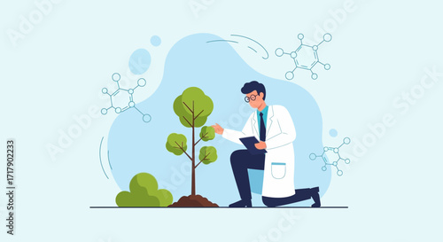 Scientist Analyzing Plant Growth in a Lab, Studying Natural Processes and Biological Science