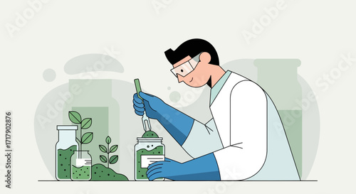Scientist Working on Plant Research and Experimentation within a Laboratory Environment