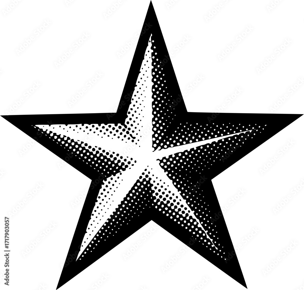 Fototapeta premium Black and white five-pointed star with geometric design. Vector illustration
