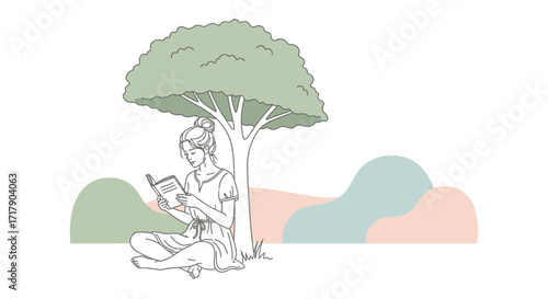 Serene Reading Under Shade: A Moment Of Literary Solace And Contemplation