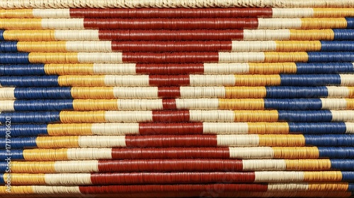Woven Basket Exhibiting Intricate Geometric Patterns With Native American Artistry