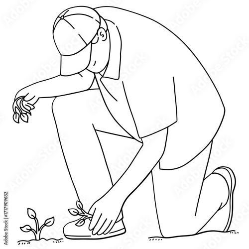 Farmer planting seeds