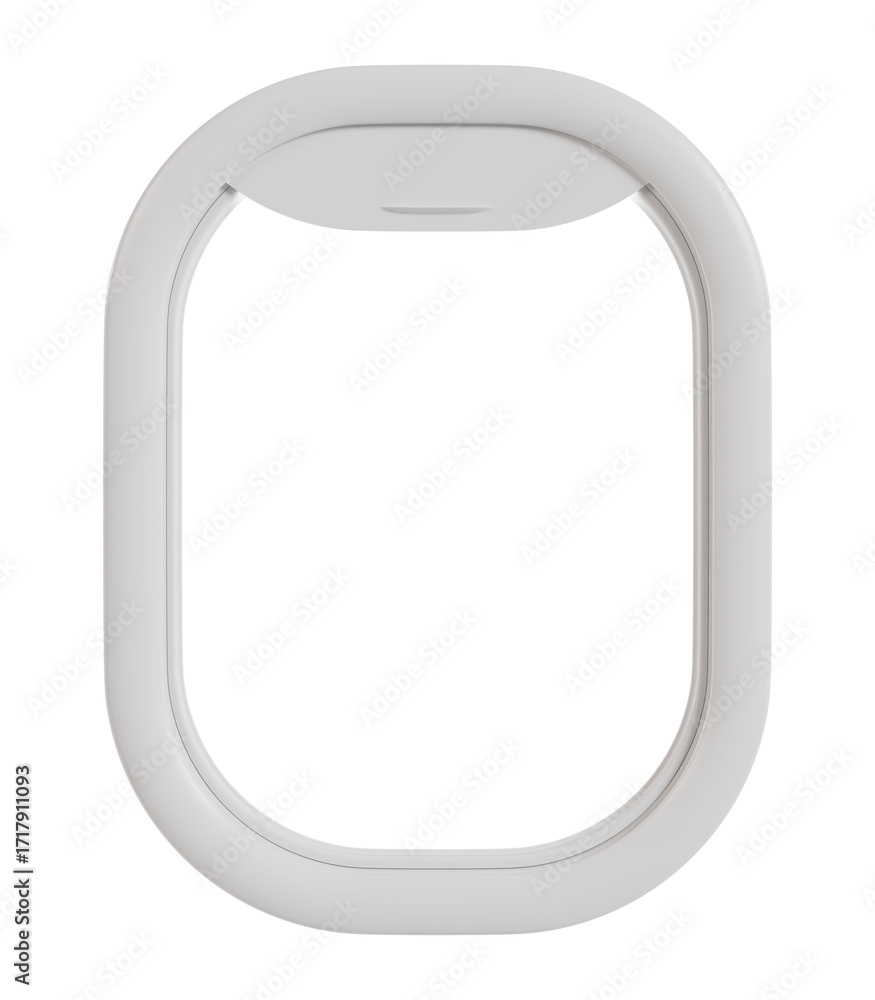 Fotografie Empty airplane window frame, isolated on a transparent background, perfect for s