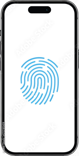 Modern Smartphone with Fingerprint Scanner on Transparent Background for Secure Mobile Access
