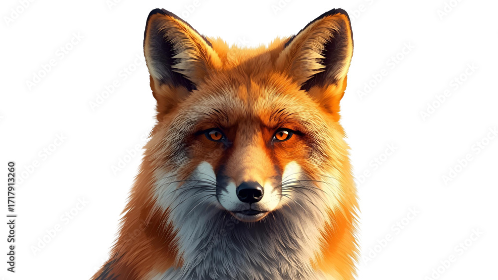 Fototapeta premium Majestic Fox Portrait with Golden Eyes and Textured Fur.