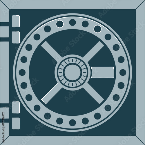 Bank Vault Icon for Secure Financial Storage and Protection in Modern Flat Design Style