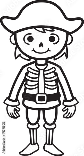 Cartoon Pirate Skeleton Illustration, Isolated on White