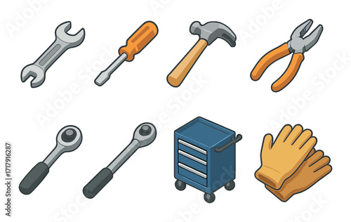 Collection of various tools and accessories for maintenance and repair