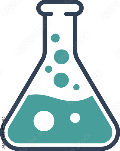 Laboratory Flask with Bubbling Liquid for Scientific Experimentation and Chemical Analysis