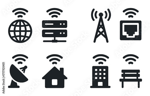 Wi-fi icons representing global connectivity and communication technologies