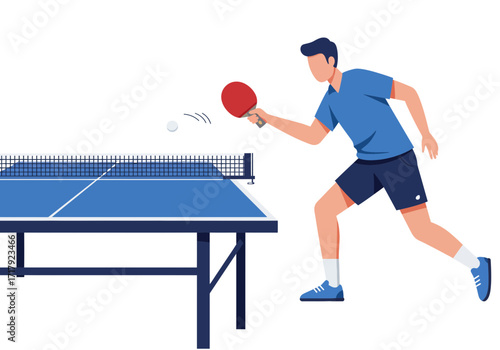 Man playing table tennis sport game vector illustration.