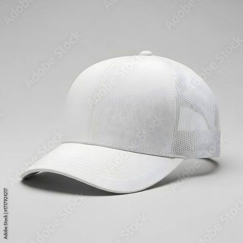 White Trucker Hat Mockup with Soft Lighting