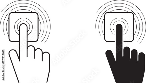 Vector art of hand pressing a button, indicating an action