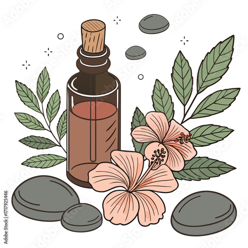 spa still life with essential oil