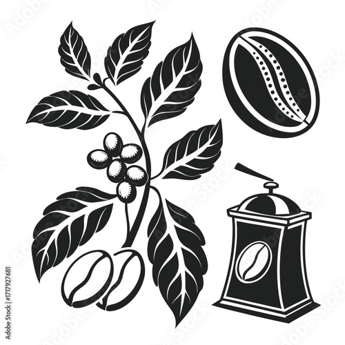 Coffee and Café Elegant Vector royalty-free Silhouette vector arts Collection design in white background .
