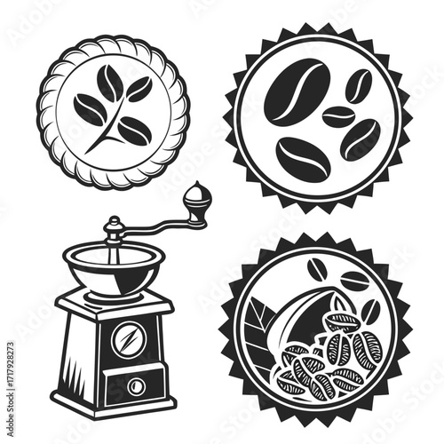 Coffee and Café Elegant Vector royalty-free Silhouette vector arts Collection design in white background .