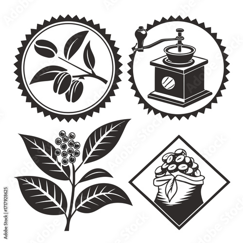 Coffee and Café Elegant Vector royalty-free Silhouette vector arts Collection design in white background .