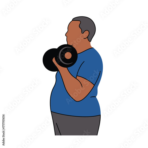 Vector art of man lifting dumbbell for bicep curl