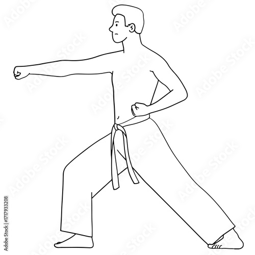 Men training karate
