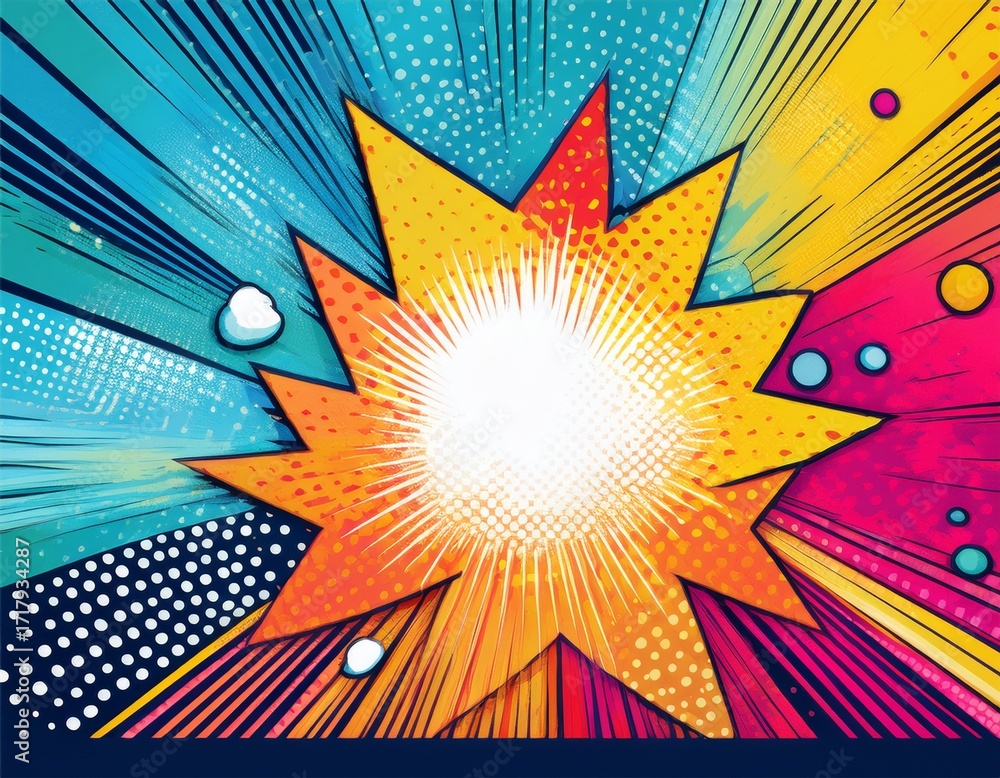 Fototapeta premium abstract colorful comic book panels halftone abstract explosion