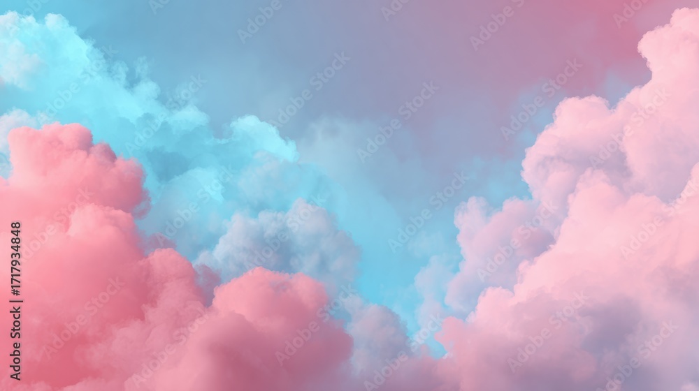 Fototapeta premium A serene view of pastel-colored clouds blending pink and blue hues in a peaceful sky.