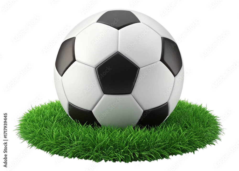 Fototapeta premium Soccer ball on grass isolated on transparent background