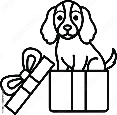 Spaniel Puppy Gift Box Vector Pack.