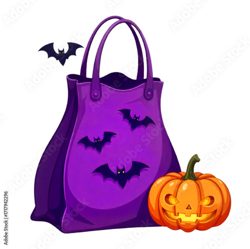 Halloween bag with bats and pumpkin
