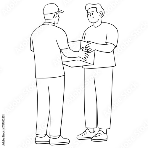 Delivery man and recipient