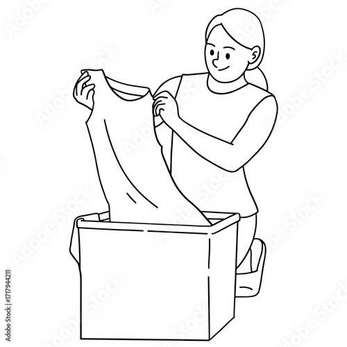 Happy woman with laundry