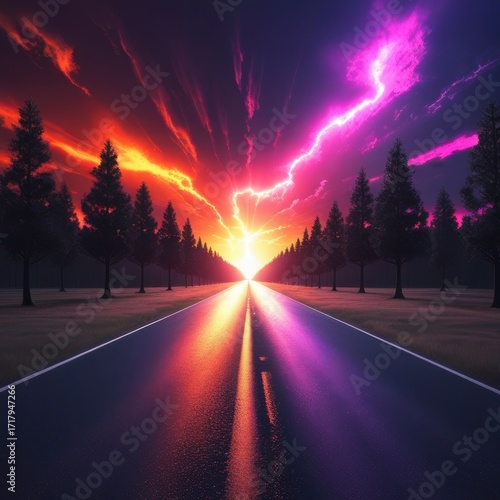 night traffic on the road