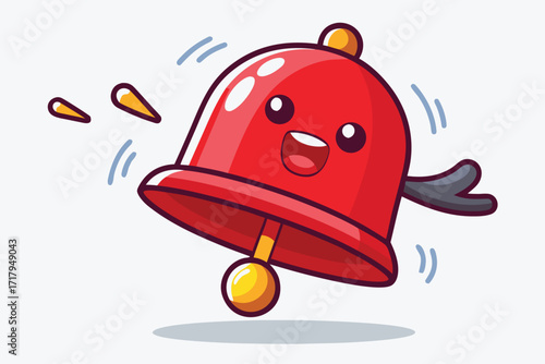 Happy Cartoon Bell Character Ringing Keywords: bell, cartoon, character, happy, cheerful