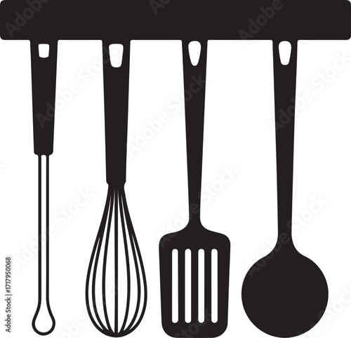 Set of kitchen utensils knives and tools on white background