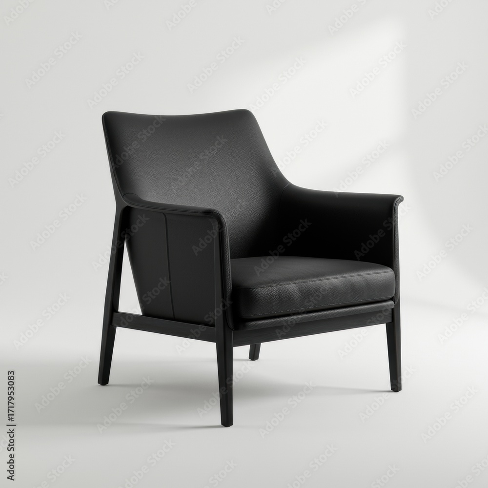 Obraz premium Modern Black Leather Armchair - Elegant & Comfortable Seating