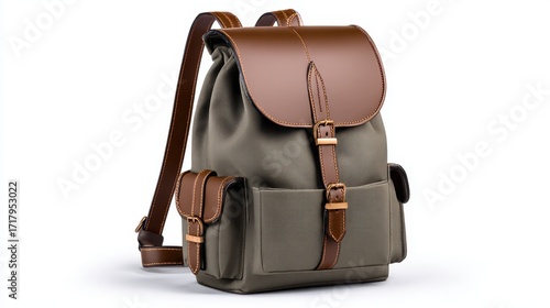 Wallpaper Mural Stylish khaki backpack with leather accents for outdoor adventures and everyday use Torontodigital.ca