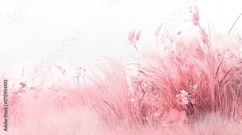 Pink meadow landscape