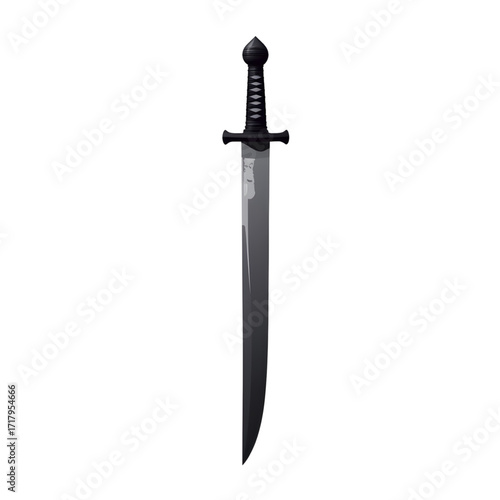 Minimalist kunai dagger illustration on transparent background, symbolism of strength