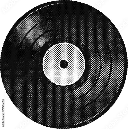 Vinyl Record Halftone Vector Illustration

