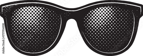 Pinhole Sunglasses Vector Illustration with Halftone Pattern

