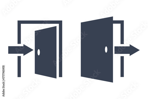 Entry and Exit vector icon. Login and Logout black symbol