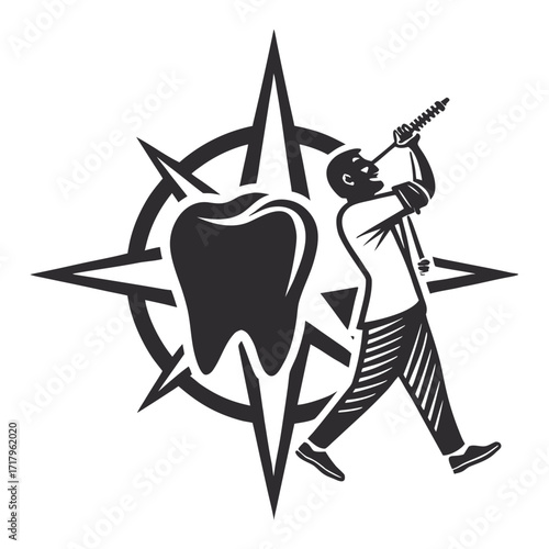 Dental clinic logo. Human teeth vector illustration. Blue dentistry logotype. Dental on a white background.