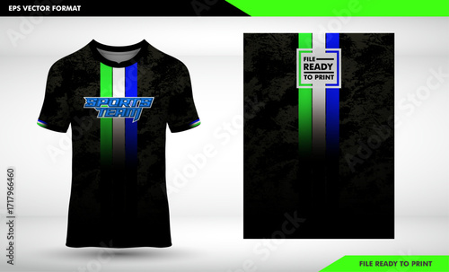 T shirt design template with black front view for fashion and clothing illustration