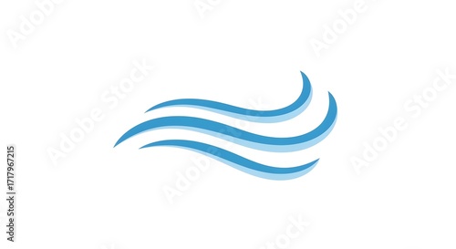 Wallpaper Mural A simple graphic illustration of three parallel, flowing blue wavy lines on a white background, symbolizing air, wind, or a gentle current. Torontodigital.ca